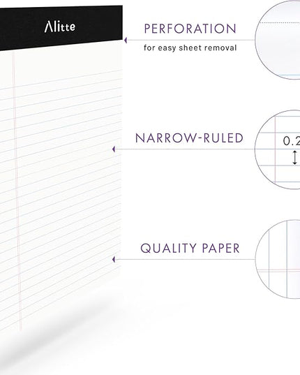 5x8 Small Notebooks – 12 Pack Narrow Ruled, White Perforated Note Pads with 50 Sheets Per Notepad, (No Ink Bleeding) Ideal Legal Pads for Writing, Note Taking, Home, Office, School