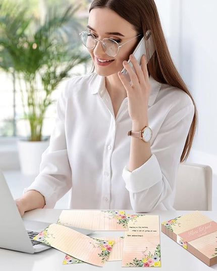 Perthlin 2 Pack 500 Sheets Floral Sticky Notes Cute Flower Note Pads Decorative Memo Pads to Do List Notepad 4.5 x 8 Inch Shopping Grocery List Notepads for Weekly Plan Home Office Supplies