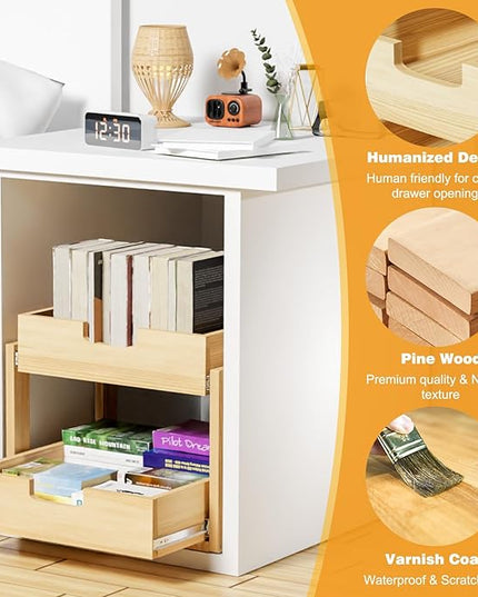 Gsskny Pull Out Cabinet Organizer, 26''W×21''D Sliding Drawers for Cabinets, 2 Tier Soft Close Slide Out Wooden Pull out Drawers, Base Cabinet Organization for Kitchen, Pantry, Bathroom
