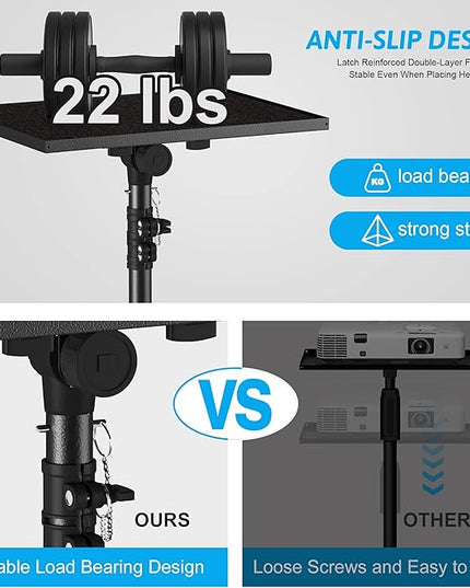 Projector Stand Tripod Adjustable, Laptop Height from 23.5 to 63.5 inches with Gooseneck Phone Holder, Floor for Office, Home, Stage, Studio, DJ Racks Holder Mount, 23.5inch-63.5inch