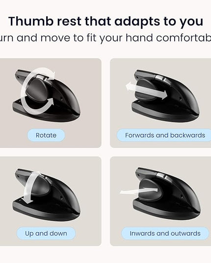 Contour Unimouse Ergonomic Vertical Mouse Adjustable 35°-70° Tilt Angle, 6 Programmable Buttons for Productivity, Customizable Thumb Rest for Wrist Pain Relief | Plug & Play Mac/PC - Wireless - Right