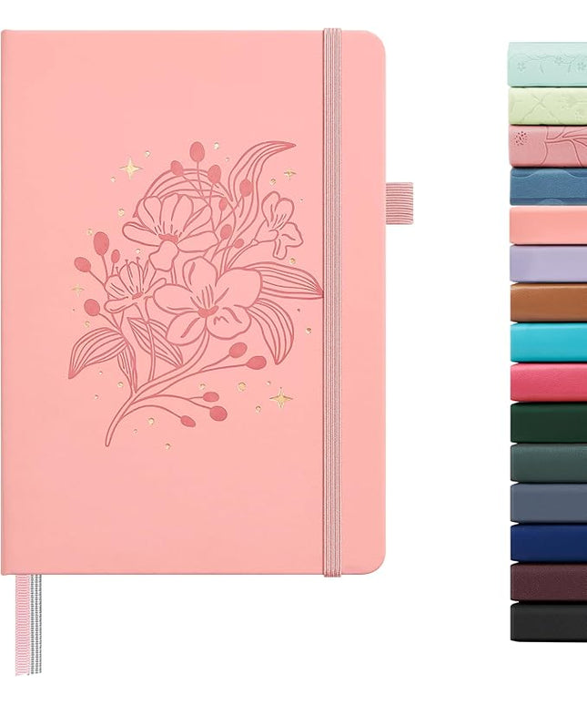&And Per Se Lined Journal Notebook for Women&Men with Pattern, 160 Pages 100GSM Thick Paper, A5 Hardcover Journals for Writing(Blush)