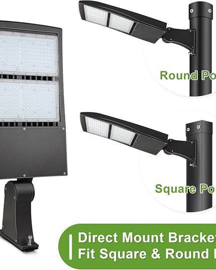 480V 300W LED Shoebox Light, LED Parking Lot Pole Lightis, Outdoor LED Area Light 1000W MH/HPS Equiv. Surge Protector, 1-10V Dim, 42000LM 5000k DLC UL cUL 277-480V Direct Arms Mount