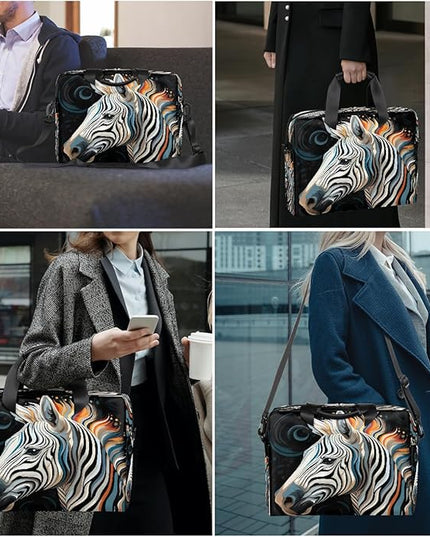 JXDXHCW Animal Zebra Laptop Bag Carrying Case 15.6 Inch Laptop Briefcase Messenger Shoulder Bag for Tablet Computer Bag for Travle Business Men Women
