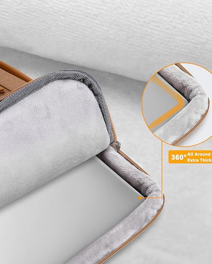MOSISO 360 Protective Laptop Shoulder Bag,15-15.6 inch Computer Bags Compatible with MacBook Pro 16 inch, HP, Dell, Lenovo, Asus Notebook,Side Open Messenger Bag with 4 Zipper Pockets, Mocha