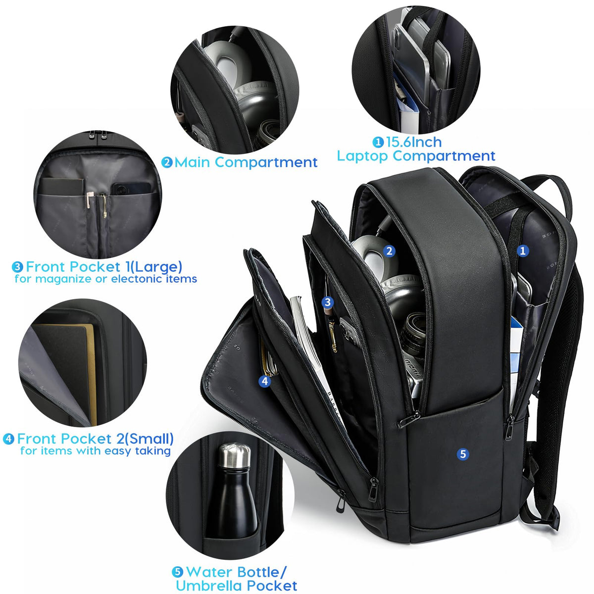 BANGE 28L Lightweight Backpack, 15.6-inch Laptop Travel Backpacks, Unisex Multifunctional Storage Pockets Business Commuter rucksack, Waterproof and Wear-resistant Outdoor Sports Leisure daypack