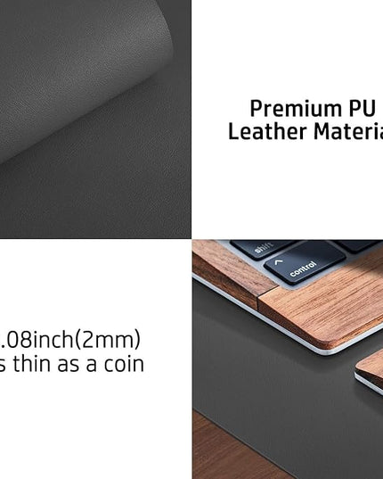 Aothia Leather Desk Pad Protector, Mouse Pad, Office Desk Mat, Non-Slip PU Leather Desk Blotter, Laptop Desk Pad, Waterproof Desk Writing Pad for Office and Home (Gray,23.6" x 13.7")