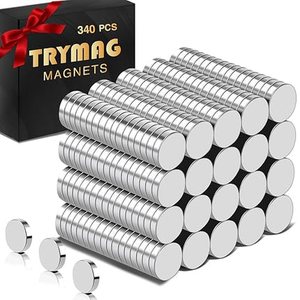 TRYMAG 340Pcs Small 4x1mm Mini Neodymium Magnets, Tiny Round Fridge Magnets Strong Rare Earth for Fridge, Whiteboard, Billboard, Hobbies, Dry Erase Board