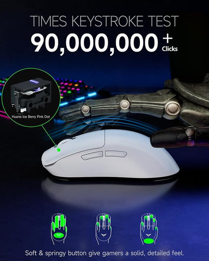 VGN F1 MOBA Wireless Gaming Mouse, 4K Polling Wired/Wireless Gamer Mice with 26K Optical Sensor, 55g Lightweight, 200h Battery Life, 6 Programmable Buttons, USB-C Charging, for PC/Mac/Laptop, White