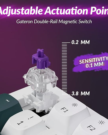 Keychron Q3 HE Wireless Custom Mechanical Keyboard, 2.4 GHz/Bluetooth/Wired QMK Rapid Trigger 80% TKL Hot-Swappable Programmable RGB Gateron Double-Rail Magnetic Switches for Mac Windows, Shell White
