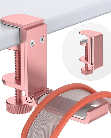 Headphone Stand for Desk – Aluminum Under Desk Headset Stand with Foldable Hook, Headphone Holder Clamp Mount for Gaming Accessories, Space-Saving Headset Hanger