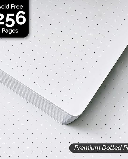 Nextnoid Hardcover Dotted Journal Notebook - 120 GSM Thick Paper, Medium A5-256 Pages - Perfect For Handwriting, Diagrams, Note-Taking and To-Do Lists (Dot, Black)