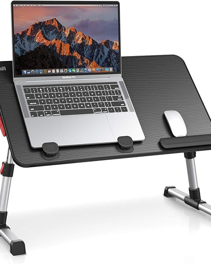 Laptop Desk Table, SAIJI Adjustable Laptop Stand, Portable Lap Desks with Foldable Legs, Notebook Standing Breakfast Tray Reading Desk for Sofa Couch Bed Floor (Black,Medium Size)