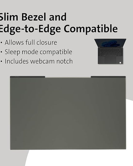 Kensington MagPro™ Magnetic Laptop Privacy Screen 15.6 inch, Removable 16:10 Laptop Privacy Filter Shield, Anti-Glare, Blue Ray Reduction, Compatible with HP/Dell/Acer/Asus/Lenovo (K55255WW)