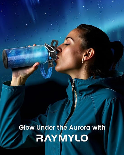 32oz Insulated Water Bottle, Triple Wall Vacuum Stainless Steel Water Bottles - Keeps Cold 48H, Reusable 1/4 Gallon water flask Jug for Gym, Sports, Camping, Hiking,Travel, Aurora-Blue