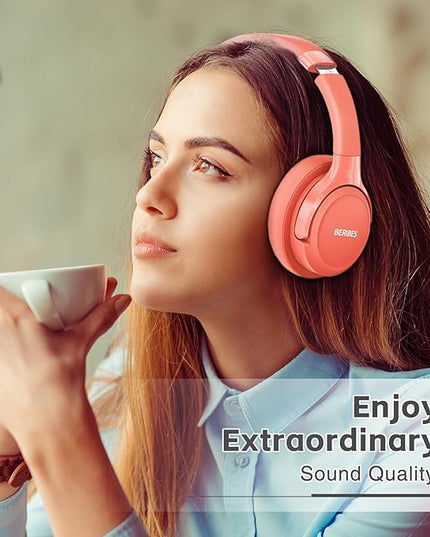 BERIBES Bluetooth Headphones Over Ear, 65H Playtime and 6 EQ Music Modes Wireless Headphones with Microphone, HiFi Stereo Foldable Lightweight Headsets, Deep Bass for Home Office Cellphone PC Ect.