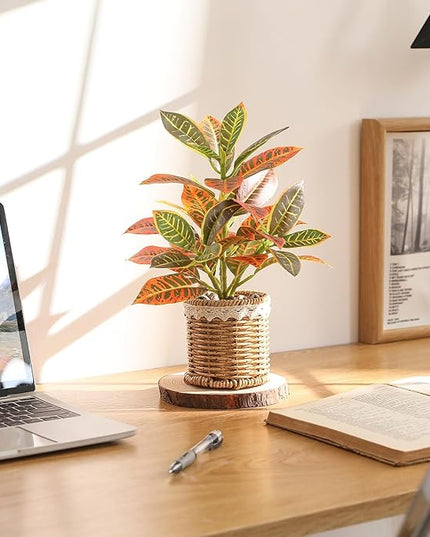 Nubry Fake Plants Artificial Potted Plants with Weaved Pot for Shelf & Table Desk | Perfect for Home Office Bathroom Farmhouse Room Coffee Table Decor 10‘’