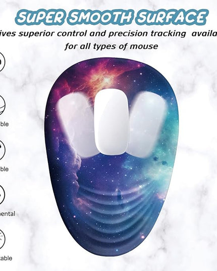 Ergonomic Mouse Pad Wrist Support, Mouse Pad with Wrist Rest, Entire Memory Foam & Non-Slip PU Base MousePads with Stepped-Wedge Design for Pain Relief, Desk, Office, Home, Galaxy