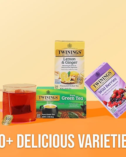 Twinings Wild Berries Herbal Tea Individually Wrapped Bags, 20 Count (Pack of 1), Full-Flavoured, Naturally Caffeine-Free, Enjoy Hot or Iced, 20 Teabags