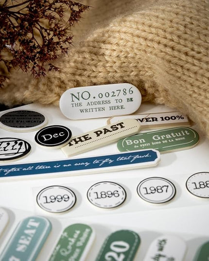 AuriicLeaf Label Sticker Set, 516PCS Cardstock Stickers for Scrapbooking, Journaling, DIY Crafts - Numbers, Letters, and Phrases
