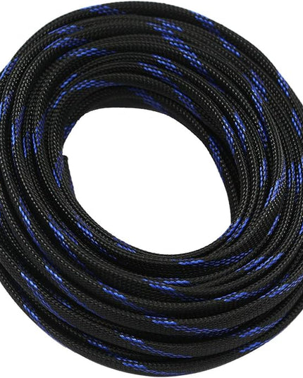 30ft PET Expandable Sleeving Wire Cable Sleeve (1/6", Steel Blue&Black)