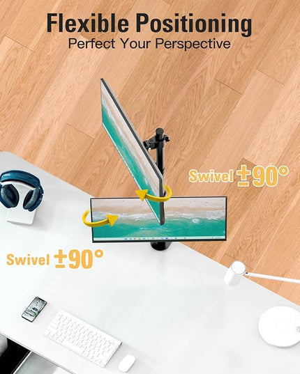 Stable Vertical Dual Monitor Stand, Stacked Monitor Mount for 2 Screens Up to 32 inch, Full Motion Monitor Desk Mount with Swivel, Tilt, Rotation, Holds 17.6 lbs Each, Max VESA 100x100mm