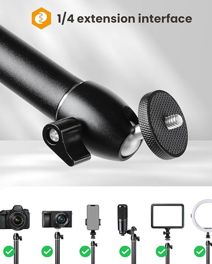 TARION Camera Desk Mount Stand - Articulating Arm, Flexible Overhead Mount, Adjustable Heavy Duty Tabletop DSLR Arm Boom for Flat Photography, Videography, Filming, Live Streaming TKB01