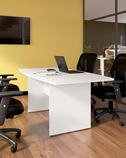 Bush Business Furniture 72-inch Office Conference Table with Wood Base, Boardroom Meeting Space for 6 Users, White