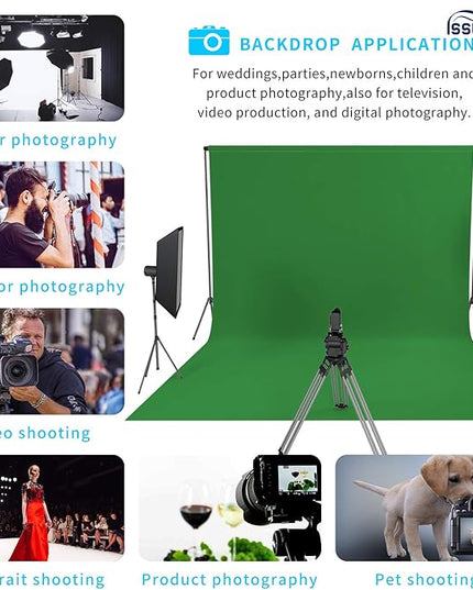 ISSUNTEX 10X20 ft Background Muslin Backdrop, Photo Studio, Collapsible High Density Screen for Video Photography and Television-Green