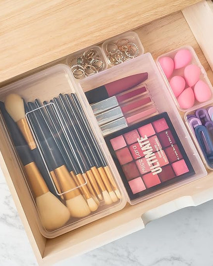 28 Pack Mixed Sizes Small Plastic Storage Containers, Mini Rectangular Small Items Organizer Boxes with Hinged Lids and Labels for Craft Jewelry Beads