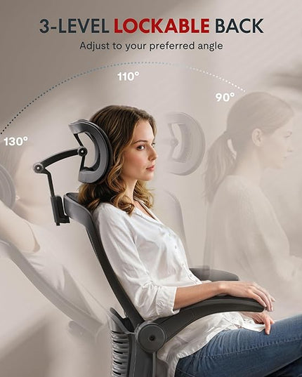 FLEXISPOT OC3-Pro Cloud Ergonomic Office Chair for Big and Tall Black, High Back Office Chair with Flip-up Arm/8-Level Lumbar Support, Foam Seat Cushion, Chairs for Home Office Studying Gaming, Black