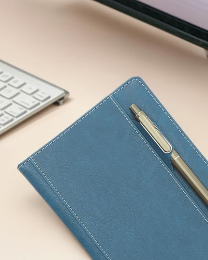 SLFreMint Premium Hardcover Notebook with Pen and Pen Holder Clip, Card Pockets, 240 Pages, College Ruled, 80GSM, Leather Note Book for Work, Study, Diary and Other Scenarios, Suitable Journal for Both Men and Women