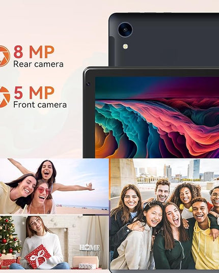 URAO Tablet,10.1" Android 15 Tablet with Octa-core Processor 24GB RAM 128GB ROM HD IPS Touchscreen 8H Battery, Wi-Fi 6, BT 5.0, Dual Camera, Android Tablets