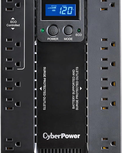 CyberPower EC850LCD Ecologic UPS Battery Backup and Surge Protector, 850VA/510W, 12 Outlets, ECO Mode, Compact, UL Certified