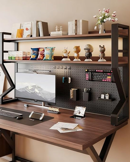 JHDXL Desk Shelf Organizer with Pegboard & Storage Accessories, Space-Saving Desk Storage Shelf, Desktop Shelf Organizer Display Rack, for Dorm, Office(Black 1,95 * 95cm/37.4 * 37.4in)
