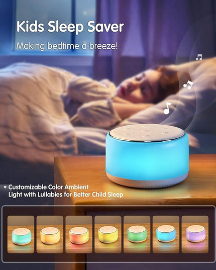 FamiSym White Noise Sound Machine Baby for Sleeping with Night Light – 34 Soothing Sounds, Rechargeable White Noise Machine for Kids Adults, Portable Lullaby Sleep Machine Baby Soother Home Travel