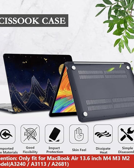 CISSOOK Compatible with MacBook Air 13.6 inch Case 2022 2024 2025 Release Model A2681 A3113 A3240, Plastic Hard Shell Case with Keyboard Cover for MacBook Air 13.6 M2 M3 M4, Gold Moon