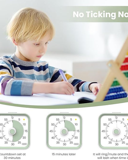 InfPokid Visual Timer for Kids with Pause Function, 60 Minute Countdown Timer for Kids Desk Study, Teaching, Kitchen Cooking, Office Meetings, Time Management for ADHD (White)