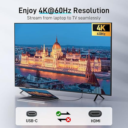 Acer USB C to HDMI Cable for Home Office 3.3FT (4K@60Hz), High-Speed Type C to HDMI 2.0 Braided Cord, Thunderbolt 4/3 Compatible with MacBook, iPhone 16/15 Pro/Max, iMac, iPad Pro, Galaxy S24, Surface