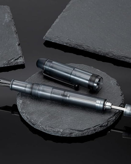 Asvine V126 Vacuum Filling Fountain Pen, Matte Black Acrylic Extra Fine Nib, Large-Capacity Pen with Gift Case