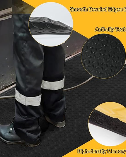 Nisorpa Anti Fatigue Mats Industrial 2' x 7' Ergonomic Standing Mat 15/16" Extra Thick Kitchen Rugs for Standing Heavy Duty Commercial Diamond Plate - Safety Support for Leg & Back Pain