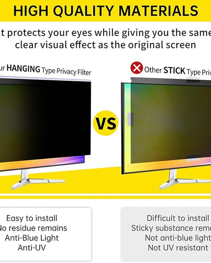 DEJIMAX 〔2-Pack〕 24 Inch Computer Privacy Screen Filter for 16:9 Monitor, Anti-Blue Light, Anti-UV,Blue Light Blocking Removable Privacy Protector Shield Fits 23.6", 23.8", 24" Monitors
