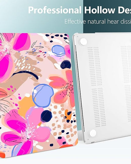 DONGKE for M4 MacBook Air 13.6 Inch Case 2025 2024 2023 2022 Model A3240 A3113 A2681 M3 M2 Chip, Plastic Hard Shell Case Cover with Touch ID for MacBook Air 13 Inch M4 - Floral Artistic