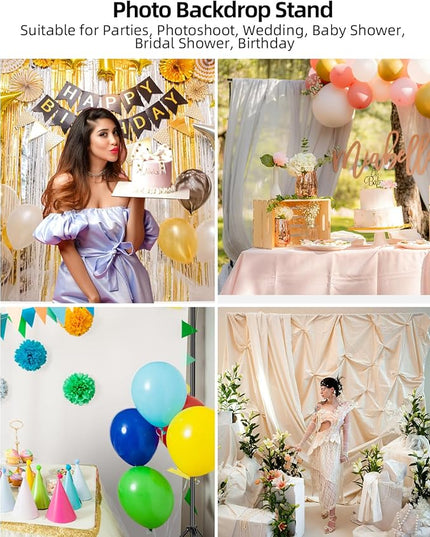 Hemmotop Photo Backdrop Stand, 10x7ft (WxH) Background Stand for Photoshoot, Backdrops Support kit with Carry Bag for Parties, Photography, Projector Screen, Wedding, Decoration, Balloons
