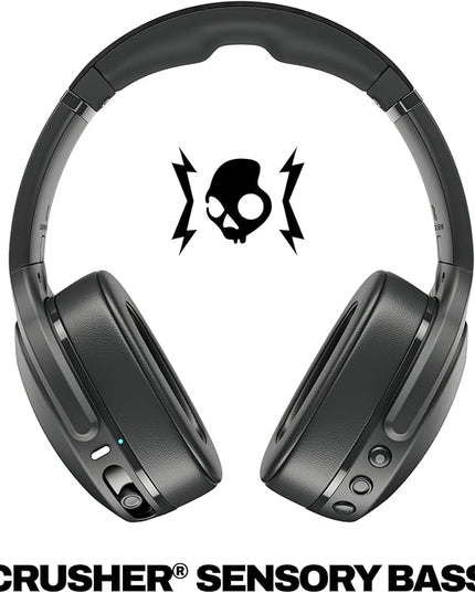 Skullcandy Crusher Evo Wireless Bluetooth Headphones with Multi-Sensory Bass, Noise Isolating Over-Ear Fit, Up to 40 Hours Battery, Microphone for iPhone Android - True Black