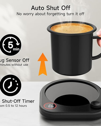 Oracer Coffee Mug Warmer for Desk, Electric Cup Heater for Tea Milk Beverages with Adjustable Temperature Display, Auto Shut Off Timer Mug Sensor, Candle Wax Heating Plate, Ideal Gift Accessory