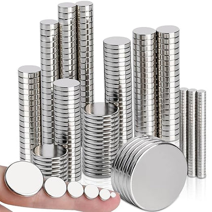 Neodymium Disc Magnets, 6 Different Size Round Rare Earth Magnets 198Pcs, Heavy Duty Small Magnet s Neodymium for Muti-use