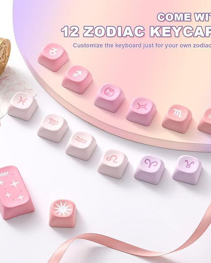 YUNZII 140 Keys MOA Keycaps, Dye-Sublimation PBT Custom Keycap Set for MOA Profile, Cute Purple Gradient Keycap for MX Switches Mechanical Gaming Keyboard(Purple)