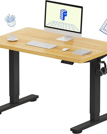 FLEXISPOT EN1 One-Piece Standing Desk with 1-Inch Thick Desktop, 40"x24" Electric Height Adjustable Desk for Home Office & Multi-Device Workstations, Maple