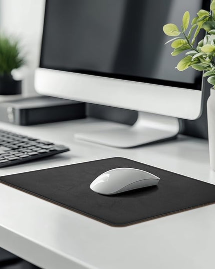 Mouse Pad, PU Mouse Pad，Leather Mouse Pad with Stitched Edge Micro-Fiber Base with Non-Slip Waterproof，Mouse Pad for Computers，Laptop, 8x11Inch (Charcoal Black)